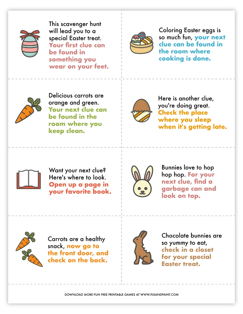 Easter Scavenger Hunt for Kids - Free Printable Game - Pjs and Paint