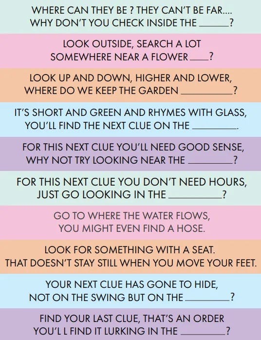 Free Printable Outdoor Easter Egg Hunt Clues | Party Delights