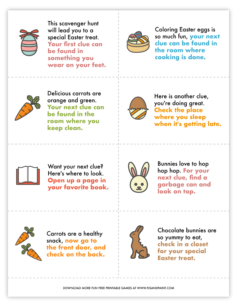 Easter Scavenger Hunt for Kids - Free Printable Game - Pjs and Paint