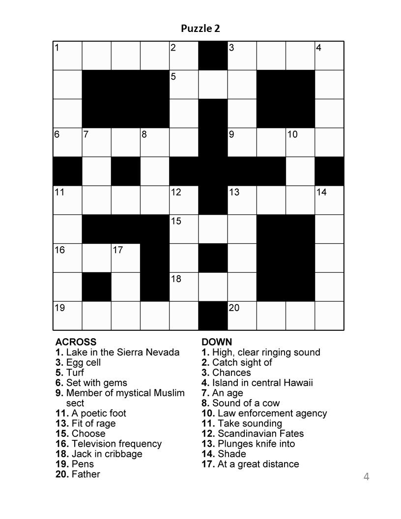 free printable easy crossword puzzles uk