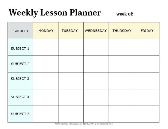 free printable easy lesson plan template
