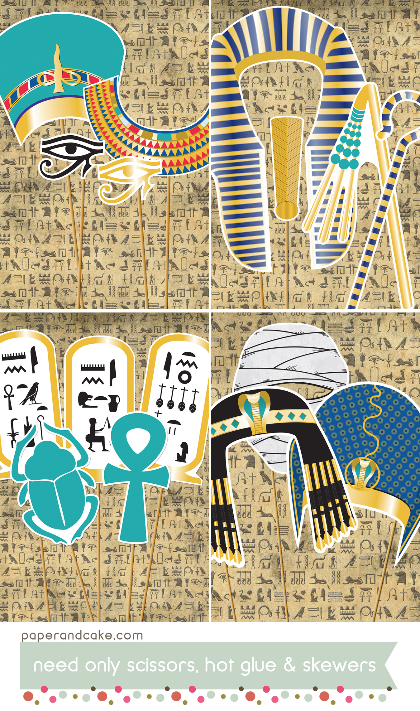 free printable egyptian photo booth props