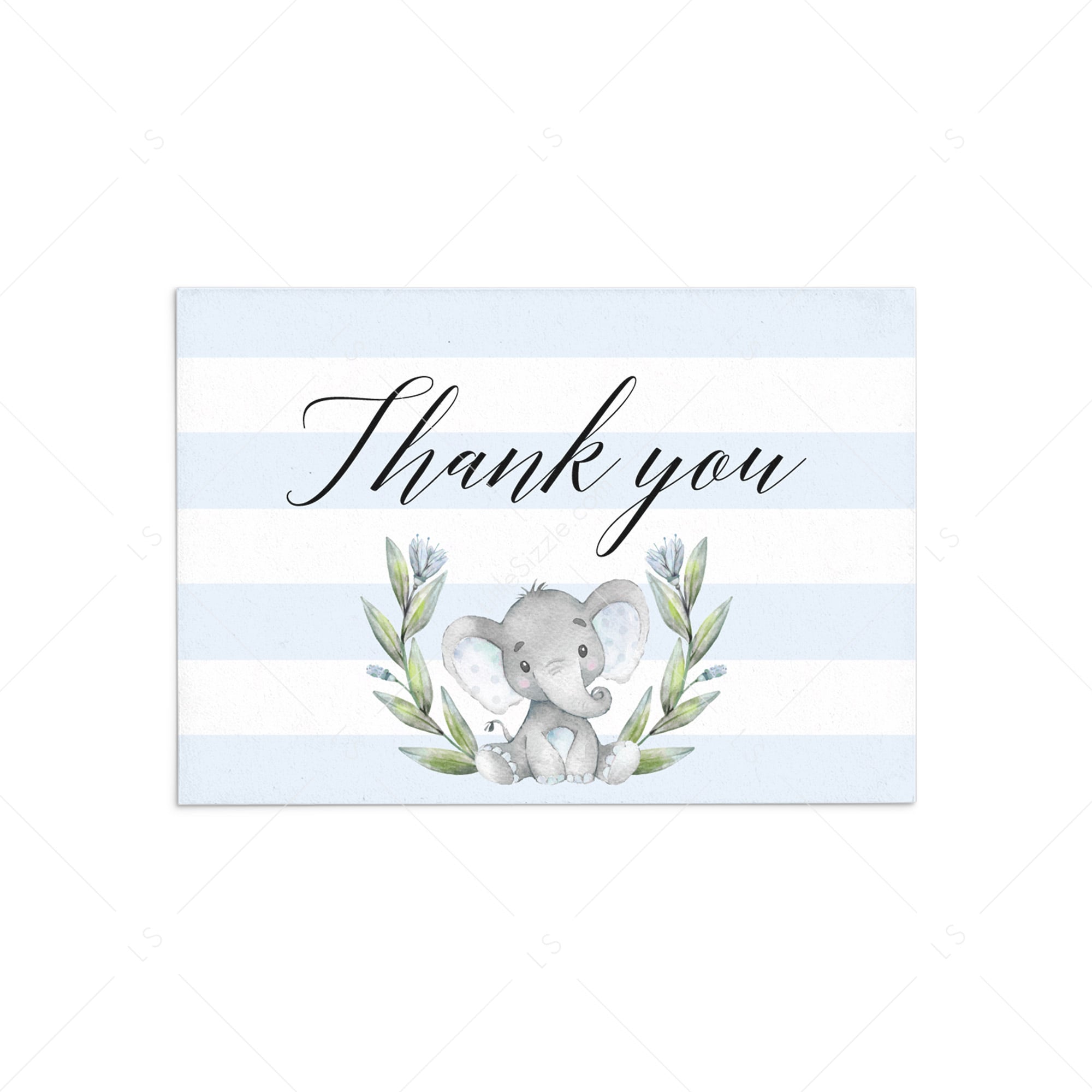 free printable elephant thank you cards