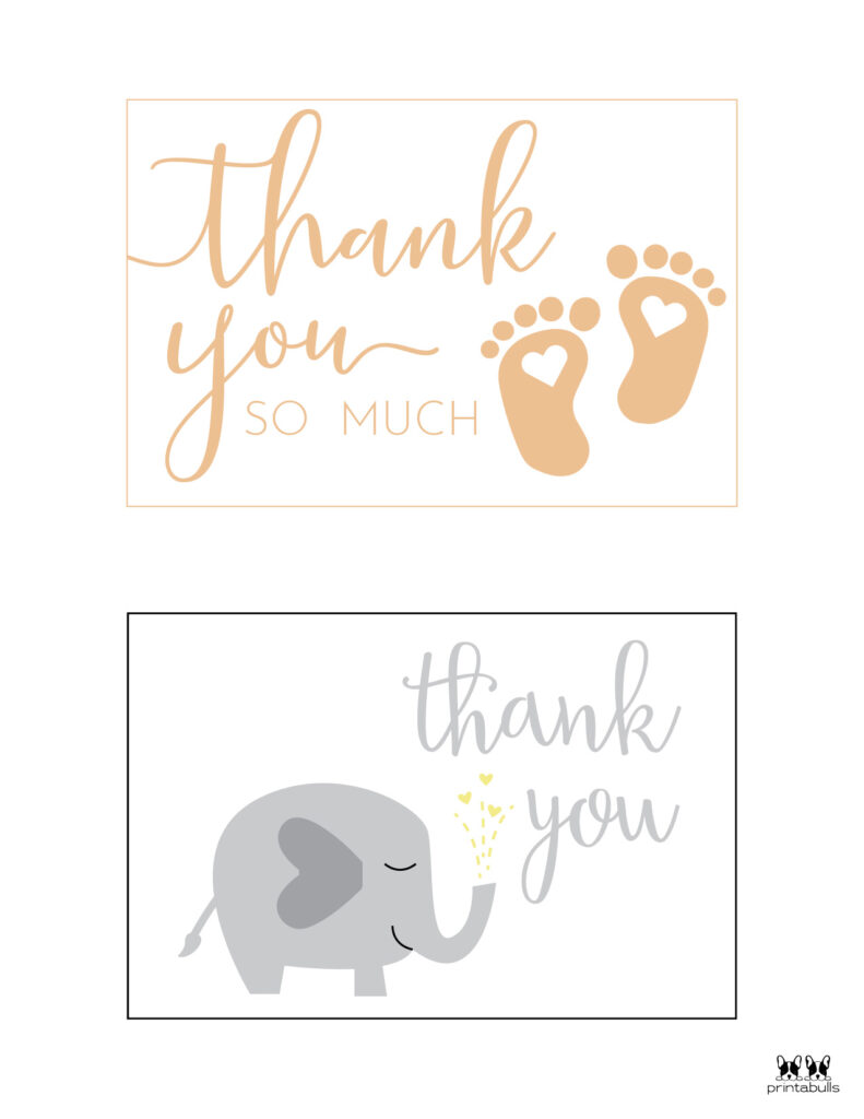 free printable elephant thank you cards