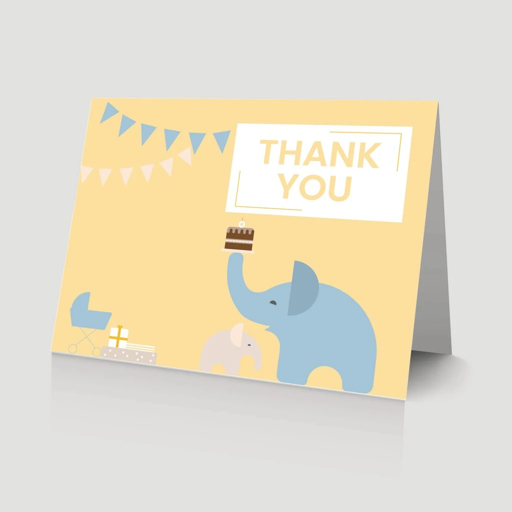 free printable elephant thank you cards