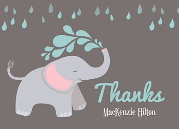 free printable elephant thank you cards