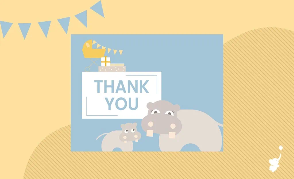 free printable elephant thank you cards