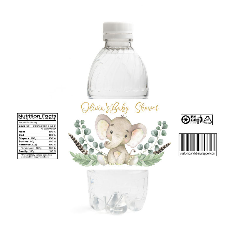 free printable elephant water bottle labels