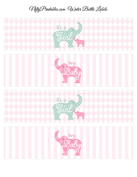 free printable elephant water bottle labels