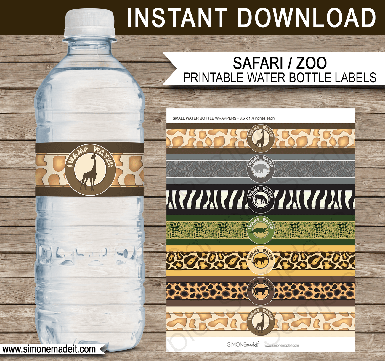 free printable elephant water bottle labels