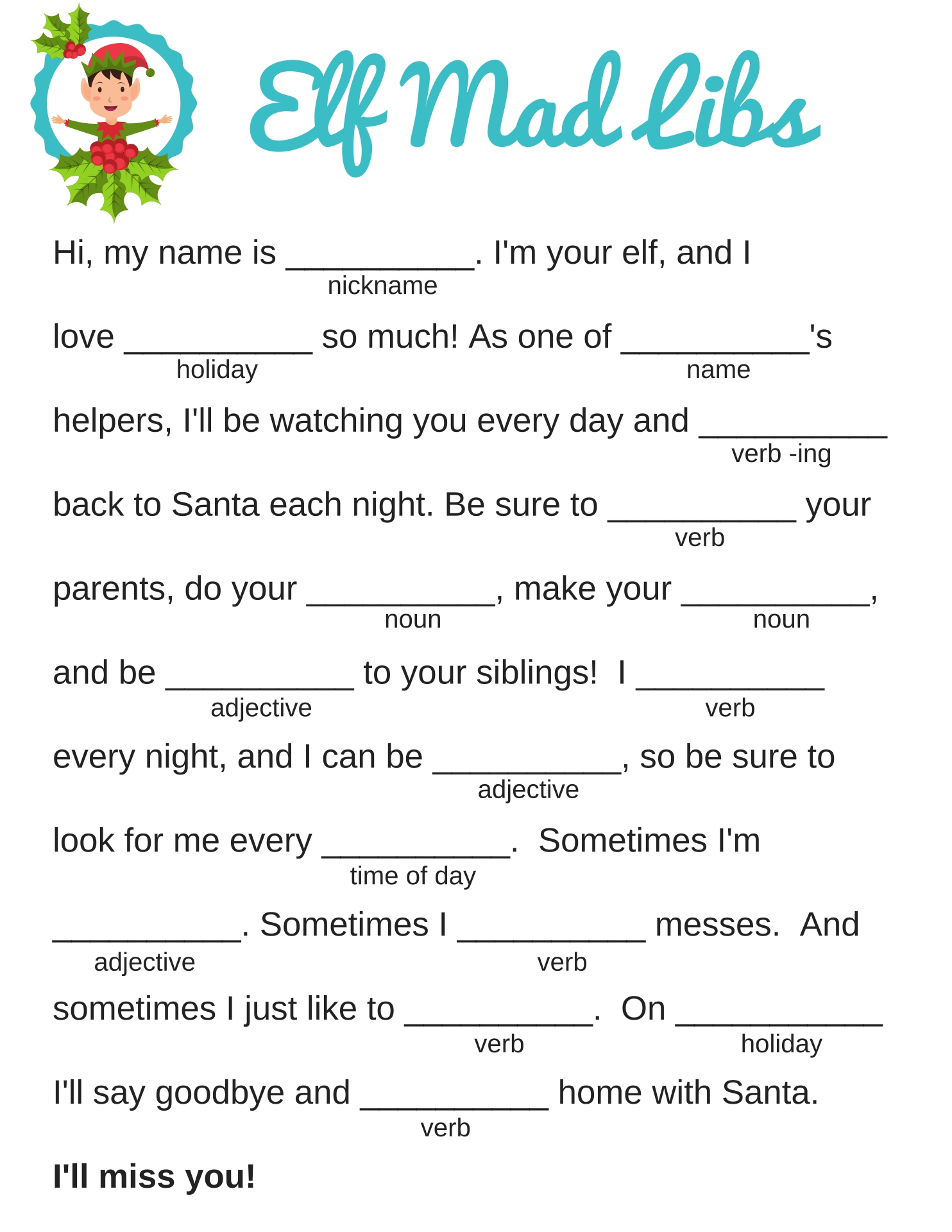 Christmas Mad Libs - 7 Free PDF Printables | Printablee