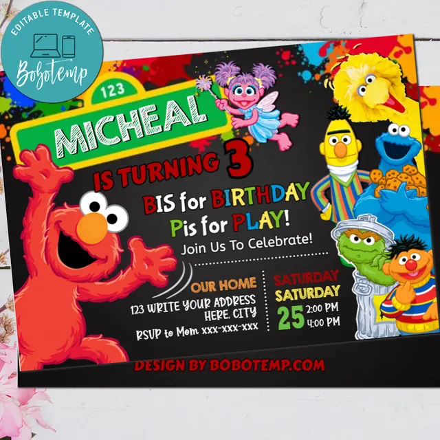 free printable elmo birthday invitations template