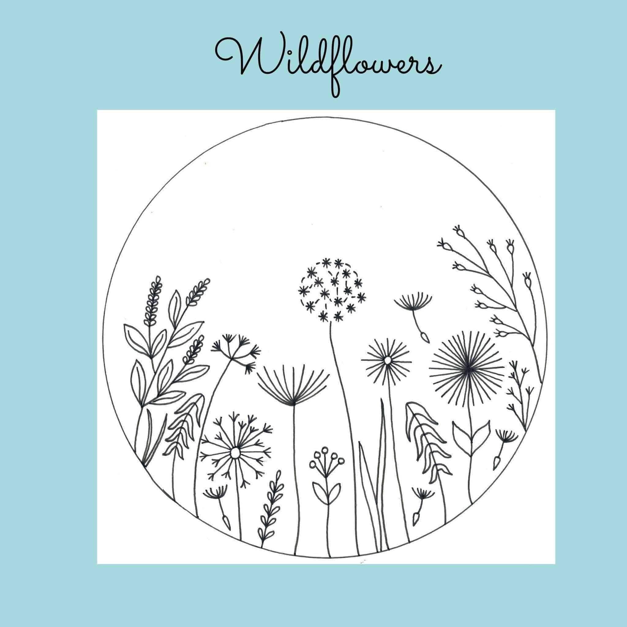 Wild Flowers Hand Embroidery Template