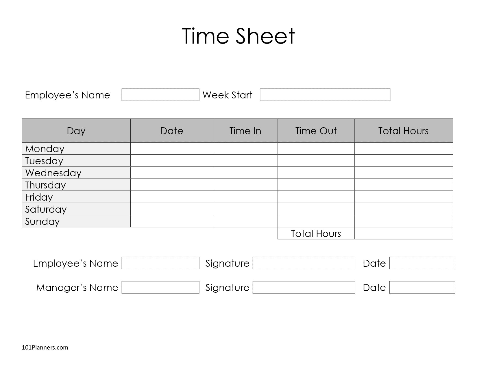 free printable employee time sheets template