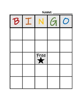 free printable empty bingo cards