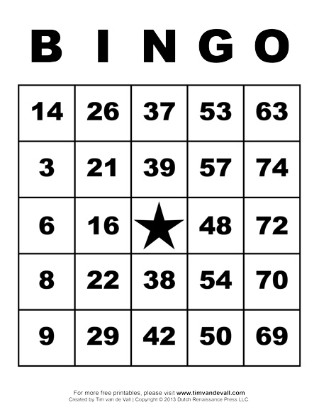 free printable empty bingo cards