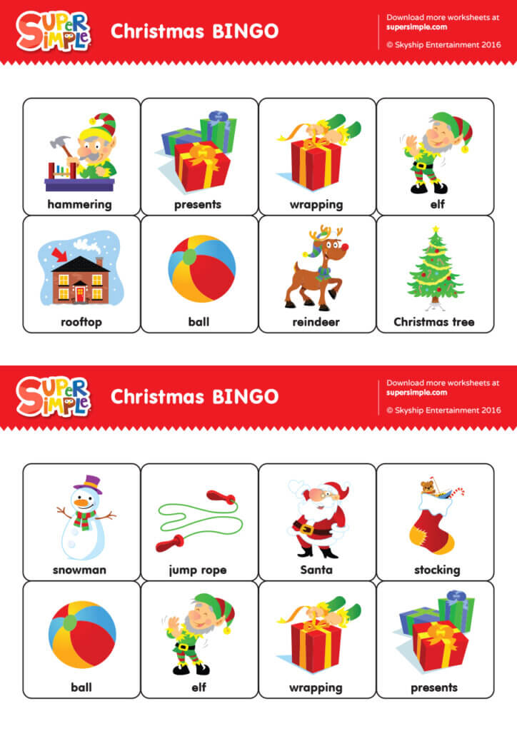 free printable english bingo cards