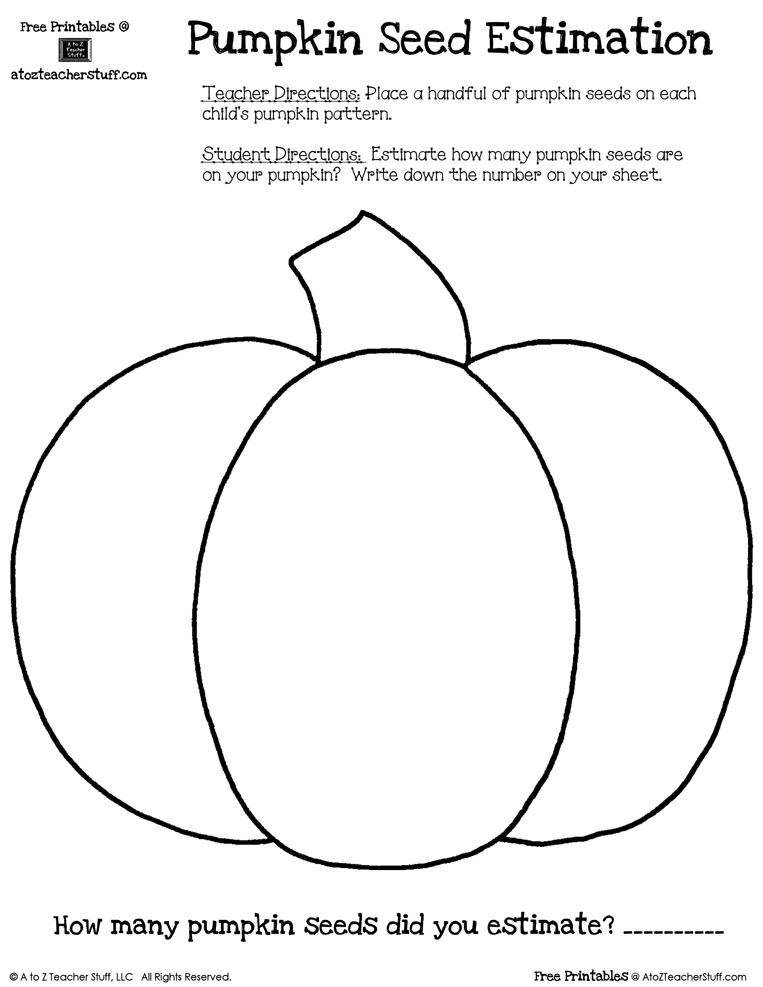 Pumpkin Seed Estimation Sheet | A to Z Teacher Stuff Printable ...