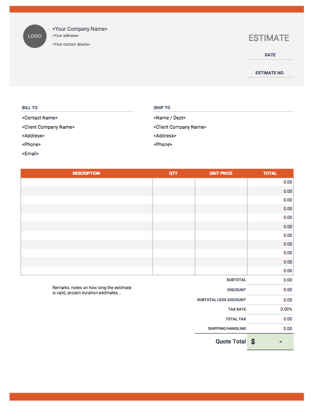 Estimate Templates - Invoice Simple