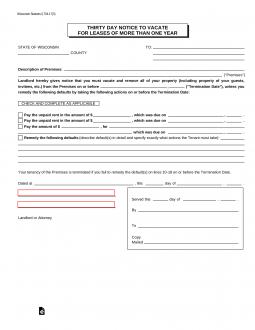 free printable eviction notice for wisconsin