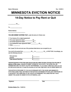 free printable eviction notice minnesota