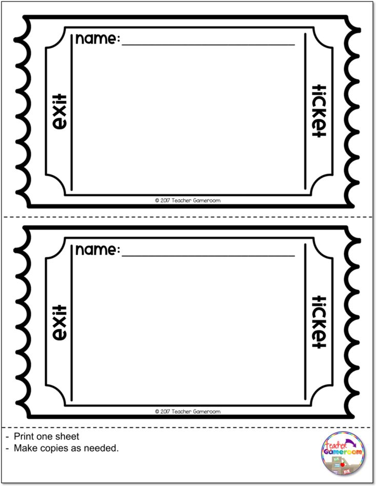 free printable exit tickets