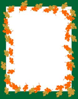 Printable Border Paper Oak Leaves Stationery