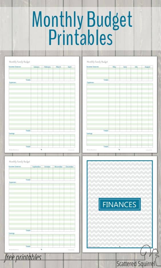 free printable family budget worksheet