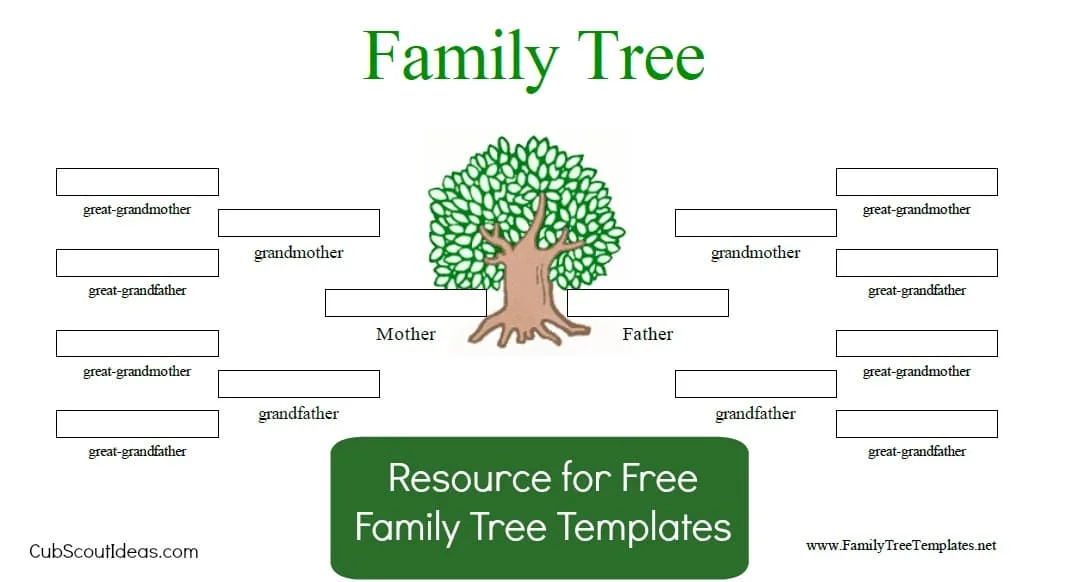 Free Family Tree Template for Cub Scouts ~ Cub Scout Ideas
