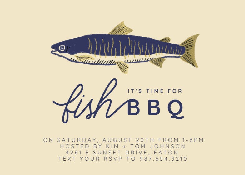Time for Fish - BBQ Party Invitation Template (Free) | Greetings ...