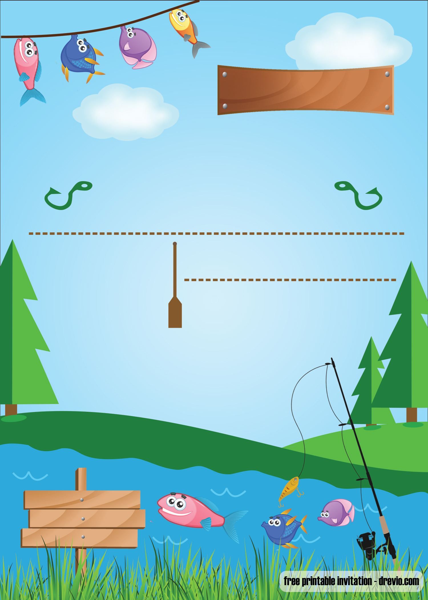 free printable fish party invitations