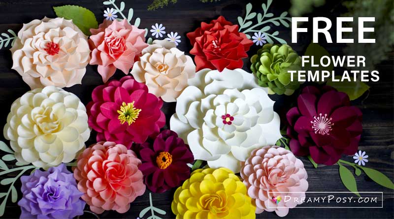 Free paper flower templates, PDF, SVG, PNG files, with super easy ...