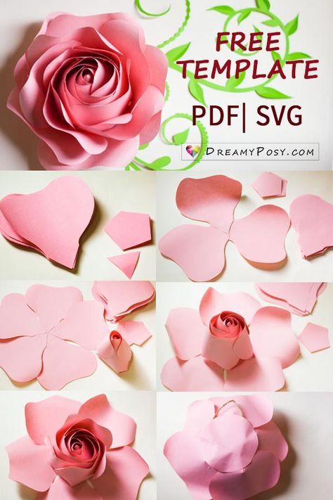 FREE template and full tutorial to make giant rose for backdrop