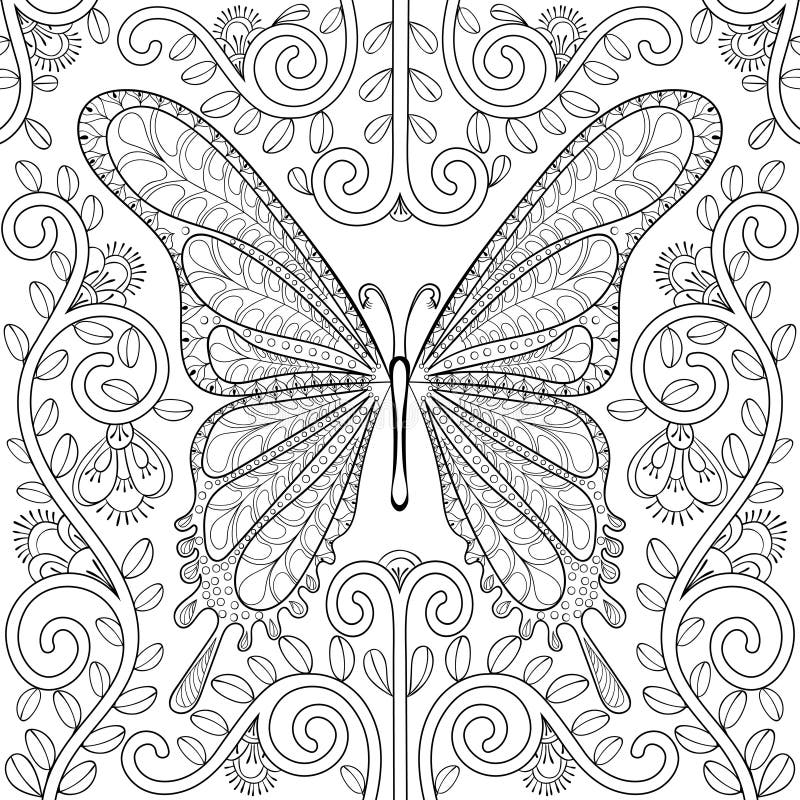 Butterfly Flowers Coloring Pages Stock Illustrations - 359 ...