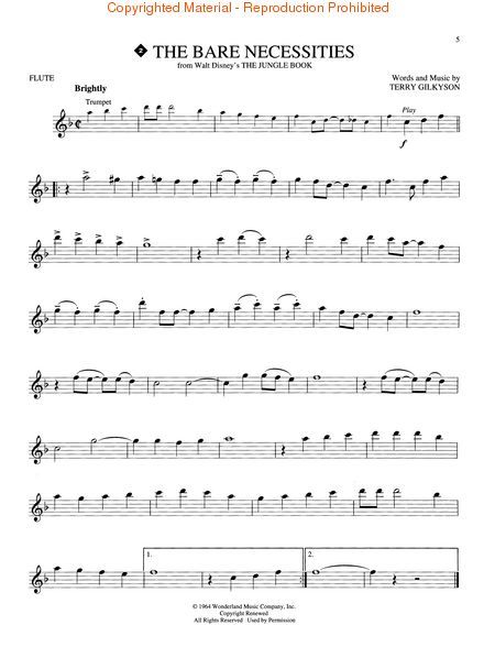 free printable flute sheet music disney