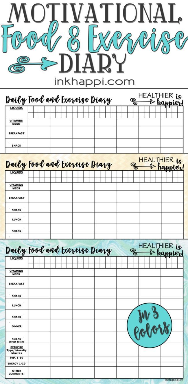 free printable food and workout journal