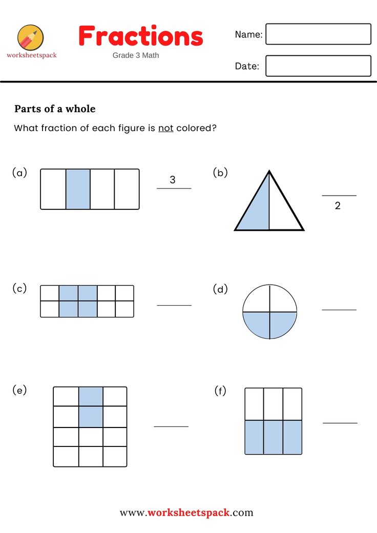 free printable fraction worksheet for 3rd grade