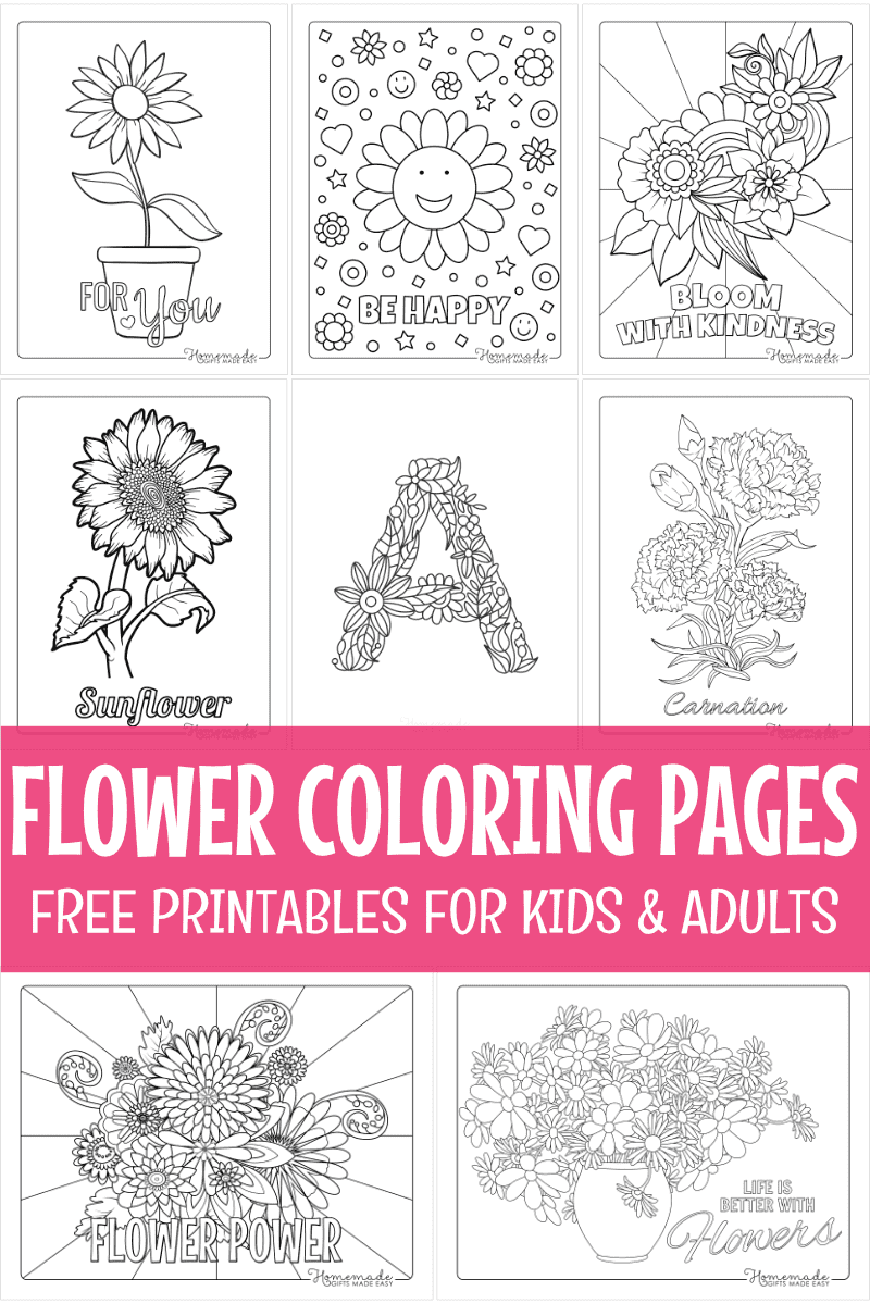 Free Flower Coloring Pages for Kids &  Adults