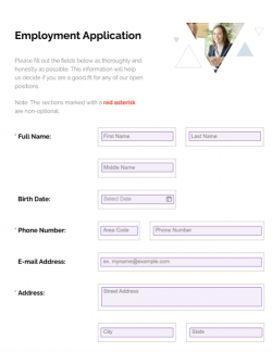 free printable generic employment application form