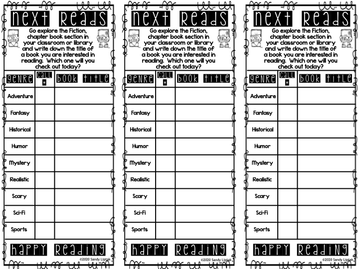 Fiction Genres Bookmark - Lessons by Sandy