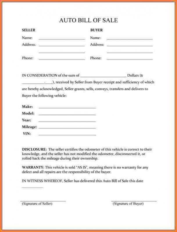 Car Bill Of Sale Ga | Template Business
