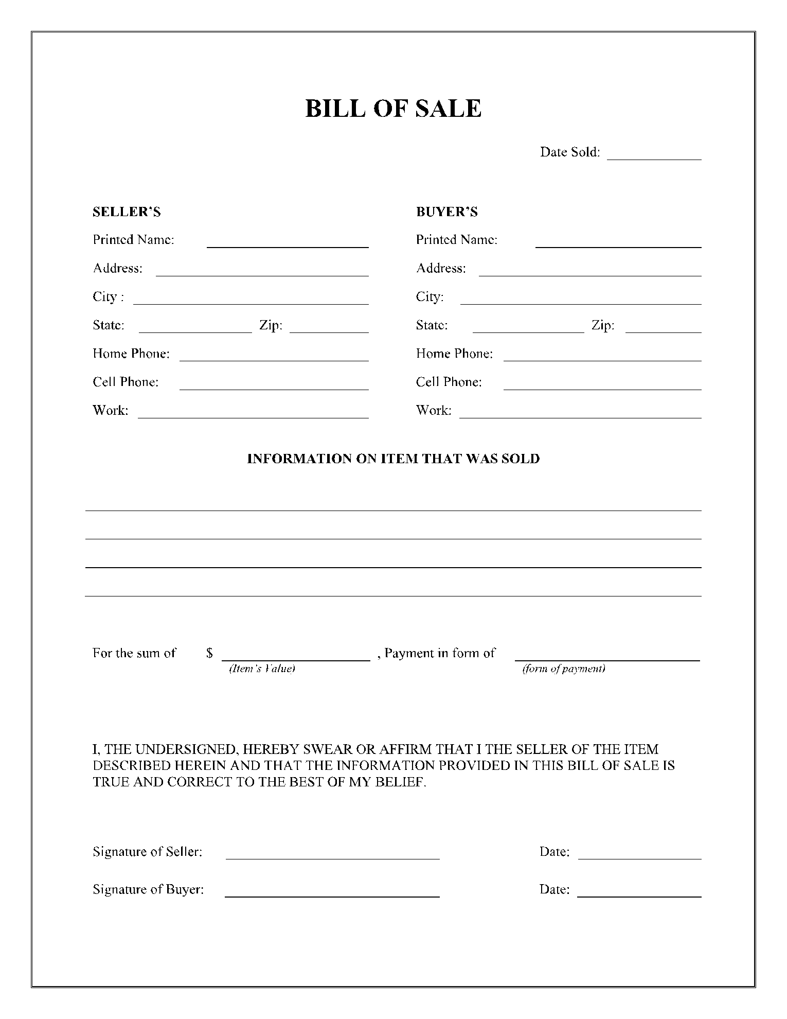 free printable georgia vehicle bill of sale