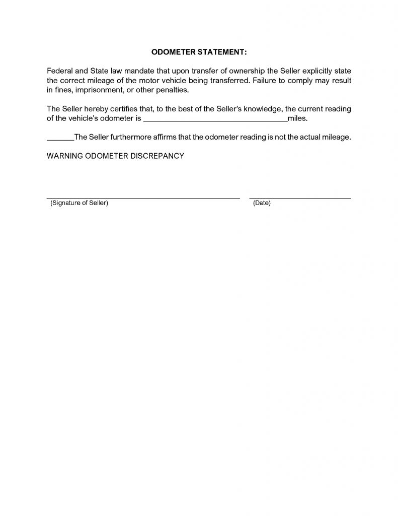 Vehicle Bill of Sale by Owner Sample Document | Diminished Value ...