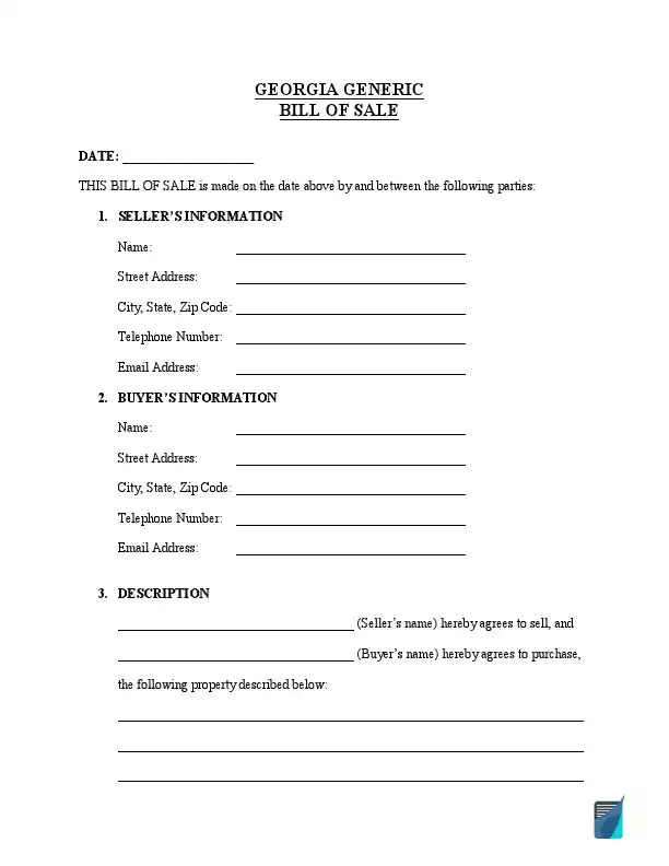 free printable georgia vehicle bill of sale