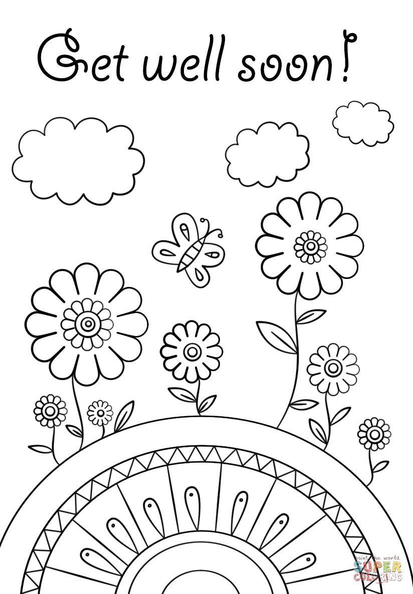free printable get well card for child to color