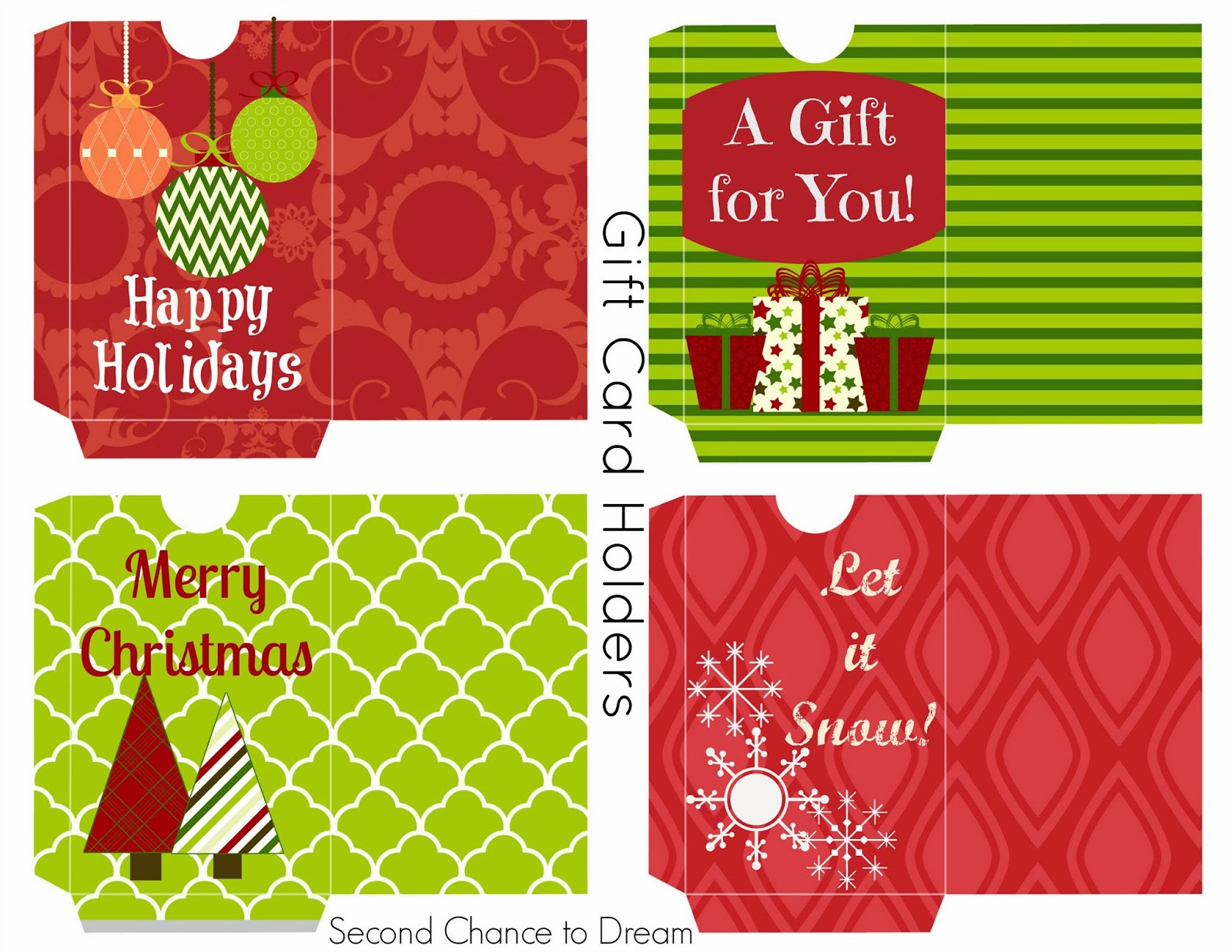 Second Chance to Dream - Free Printable Gift Tags &  Gift Card Holders