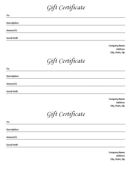 free printable gift certificates word