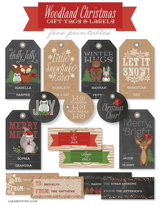 Printable Woodland Christmas Gift Tags &  Labels
