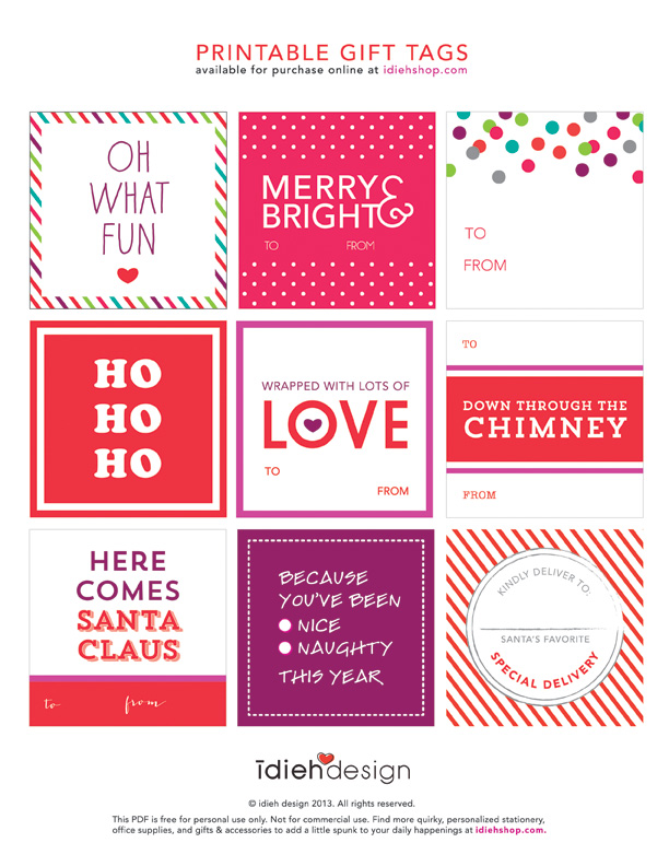 free printable gift tags online