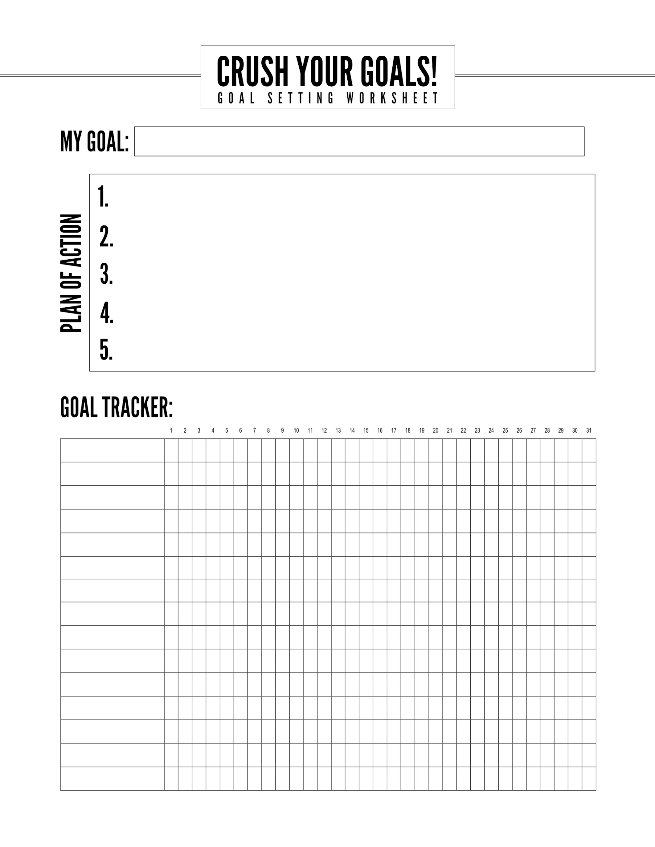 Free Printable Goal Setting Worksheet - Paper Trail Design